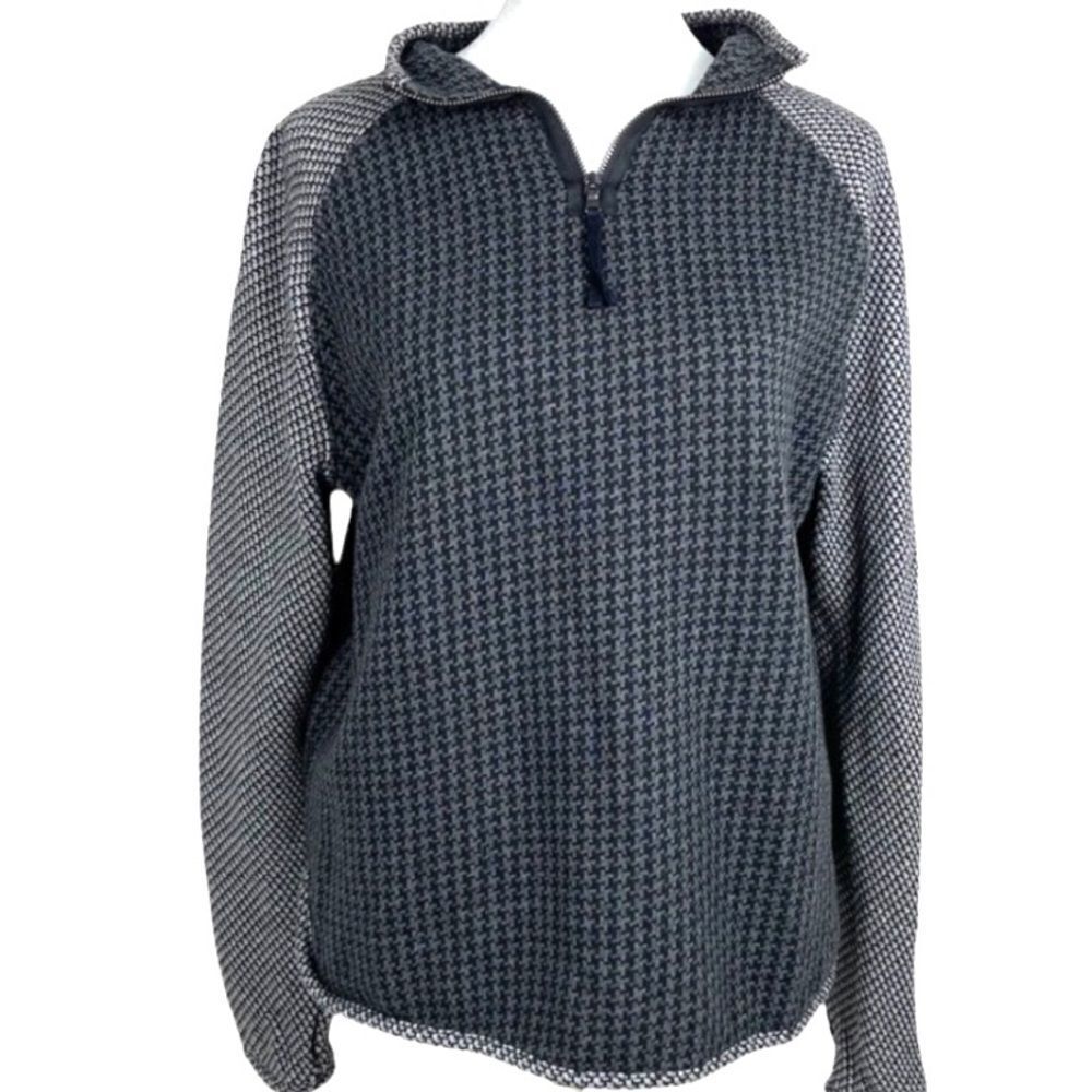 LOU & GREY Women’s Quarter Zipper Jacket Black and Grey Houndstooth Size Small